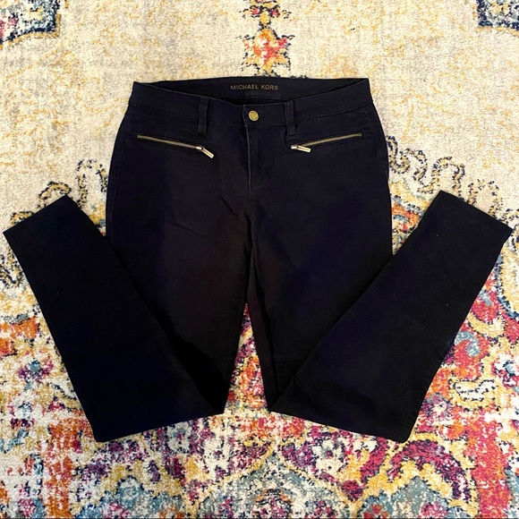 Michael Kors navy skinny pants with bronze hardware -size 4 - Picture 2 of 10